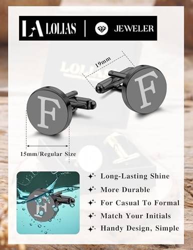 image for LOLIAS Cuff Links Mens Accessories Jewelry Classic Initial Cufflinks w