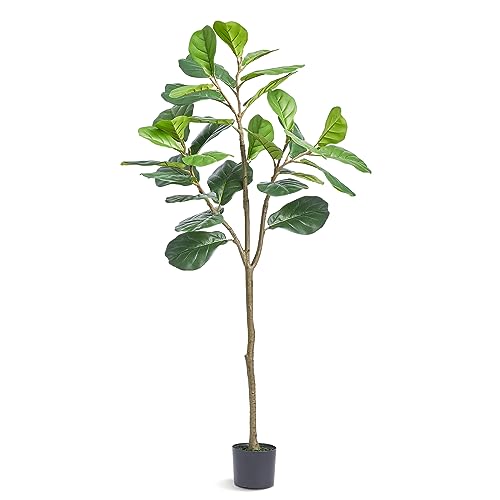 Image of VEVOR Artificial Fiddle Leaf Fig Tree, 5 FT, Secure PE Material & Anti-Tip Tilt Protection Low-Maintenance Faux Plant, Lifelike Green Fake Potted Tree for Home Office Warehouse Decor Indoor Outdoor