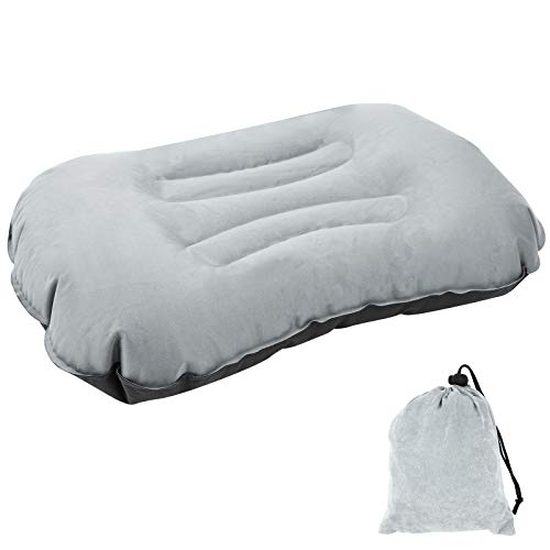 TAECOOOL Milchseidenpresse Aufblasbares tragbares Campingkissen, Faltbare Aufbewahrung Camping Nap Nackenkissen Geeignet für Reisen im Freien Wandern oder Rucksack Hals und Taille,grau Cover