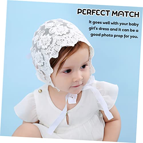 Cotton Lace Hat Adjustable Bonnet for Floral Pattern Breathable Spring Summer Cap White Comfortable Fit3