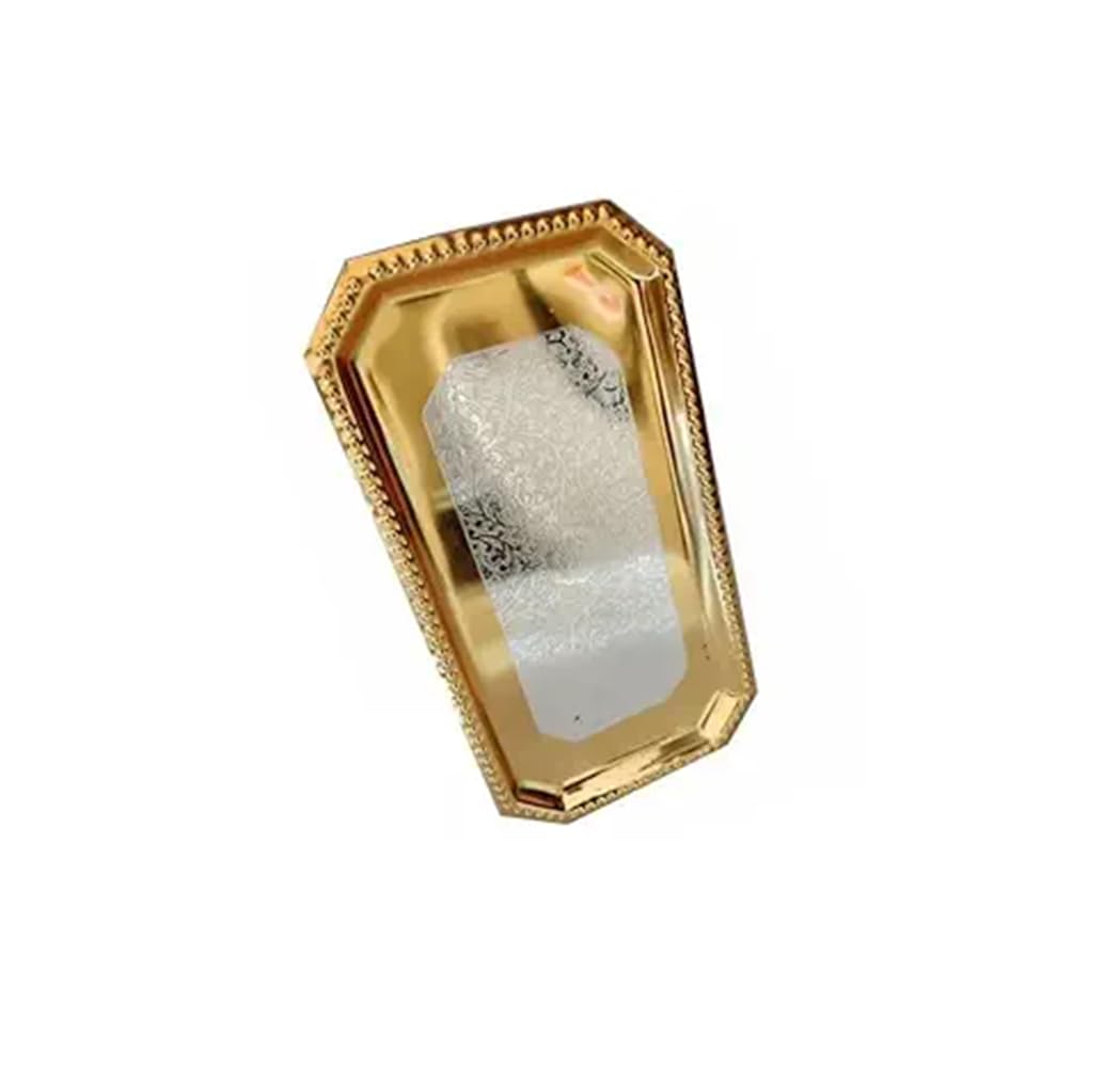 ViNishq ® Rectangular Golden Serving Tray for Festive Season| Display Platter Plate for Party Decoration, Diwali,Home Décor|Serving Dish for Casual, Functions & Wedding Welcome Set