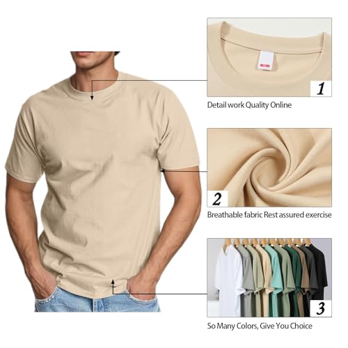 Men's Short Sleeve Tshirt Summer Short Sleeve Workout Athlete Tees Loose Fit Crew Neck Muscle Undershirts Solid Basic Tees4