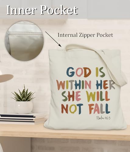 Image of Aesthetic Christian Gifts Tote Bag for Church, Religious Tote Bag for Bible Study, Medium Size with Inner Pocket