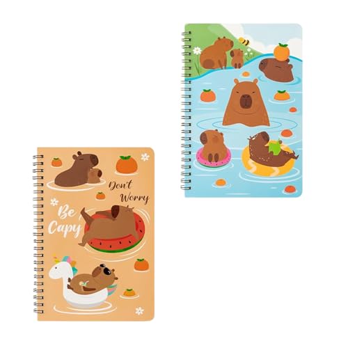 2pcs漫画ノートブックツインコイルバインディングノート100ページ80gsm Lined Lined For College College Ruled Note Book Journal Capybaraノートブック