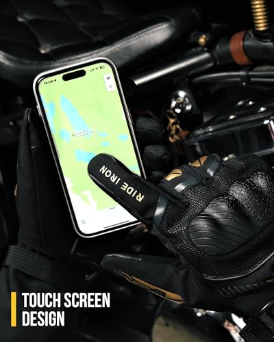 Image of RIDEIRON Winter Motorcycle Gloves for Men & Women Waterproof Warm Cold Weather Riding Gloves with Touchscreen for ATV UTV Riding, Road Racing, Snowmobile, Motocross