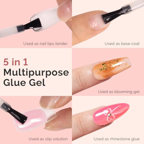 Image of MelodySusie Top Coat Nail Glue Base Coat No Wipe Glossy Set Long Lasting Shine Finish Soak Off UV LED Nail Lamp Nail Art Design Manicure Kit Perfect Gifts for Women Girls 3 Pcs 15ml Clear