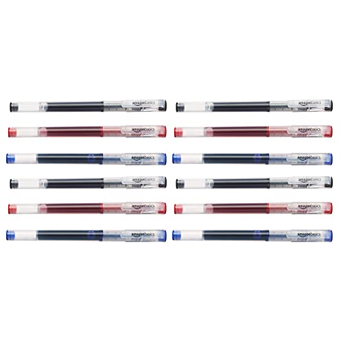 Amazon Basics Rollerball Pen, Arrow Point (0.7mm), Assorted, 12 Pack