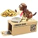 Wekity Hungry Dog Piggy Bank, Cute Dogs Steals Coins Like Magic Coin Munching Toy Money Box Birthday Gift for Kids (Brown-White)