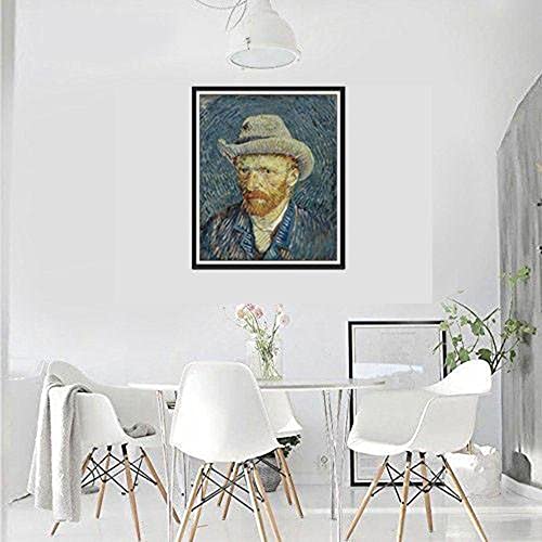 Image of Tallenge - Self Portrait With Grey Felt Hat - Top 10 Vincent Van Gogh Poster Collection - Post Impressionist Painter- Small Poster Paper - Framed (12 x 17 inches)