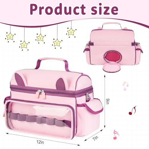 Image of Carrying Case Compatible with Toniebox Starter Set,Cute Storage Bag Fits for Tonies Figures Characters,Tonies Headphones & Accessories, Pink&Purple(Bag Only)