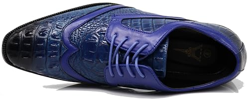 Image of ODN Men's Alligator Crocodile Print Oxfords Fashion Lace Up Dress Shoes