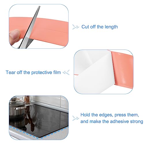 Image of uxcell Waterproof Seal Caulk Strip Tape Self Adhesive, 1pcs 10.5 Ft L x 1.5 inch W PVC Sealing Tape Caulking Tape for Kitchen Countertop, Bathroom, Toilet, Bathtub Floor Wall Corner, Pink