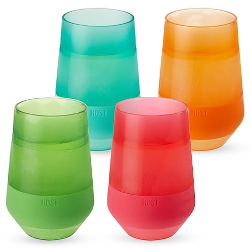 Image of Host Freeze XL Cooling Cup in Double Walled Insulated Freezable Drink Chilling Tumbler with Freezing Gel, 12 Ounces - Set of 4 Vivid Tinted