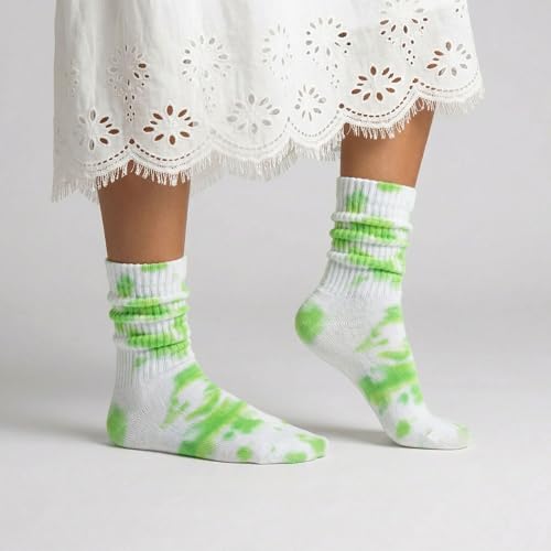 Image of COUVER Womens Scrunched Slouch Socks Soft Cotton Breathable Retro Crew or Knee High, Multiple Colors