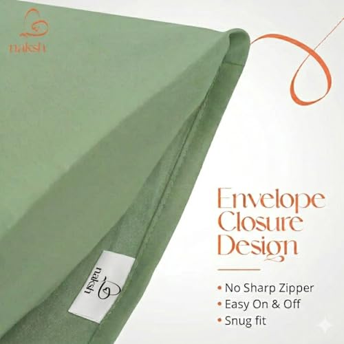 Image of Naksh Exotic Garden Collection Cotton 210 TC Plain Pillow Covers Set of 2, Moss Green, Sleep Pillow Covers (18 x 27 in)|Soft Pillows Covers Cotton for Big Pillows