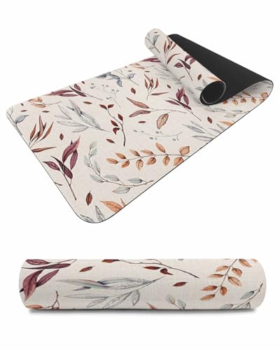 Debedcor Heat Proof Table Pads Waterproof Decorative, Fall Colorful Leaves Non-Slip Table Countertop Protector, Farmhouse Autumn Botanical Insulation Mat for Kitchen Room, 40 x 12 Inches