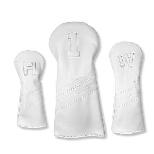 Detroit Golf Co. - Vintage Golf Club Head Covers - 3 Pack Set - Premium Classic Leather Golf Head Cover - for Drivers, Fairway Woods, and Hybrids - Fits Callaway, Tiltiest, Taylormade, etc.