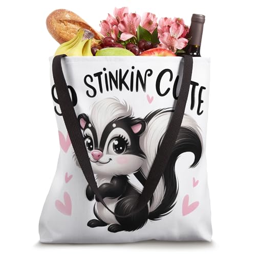 Bolsa Tote Skunk Cute con diseño de zorrillo y corazones miniatura 4