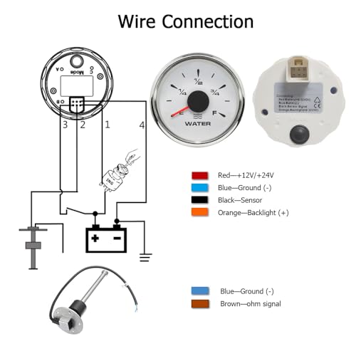 Indicateur niveau d'eau 52mm avec sonde 300mm 0-190 ohms pour réservoir