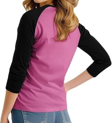3/4 Sleeve Tops for Women - Casual Fashion Blouse Baseball Style Tees Three Quarter Raglan Shirt Women - Image 2