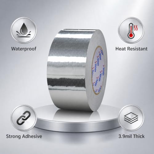 Image of Aluminum Foil Glass Fiber Cloth Tape,Silver,Good for HVAC, Sealing & Patching Hot & Cold Air Ducts, Metal Repair (2IN x 4mil x 99FT)