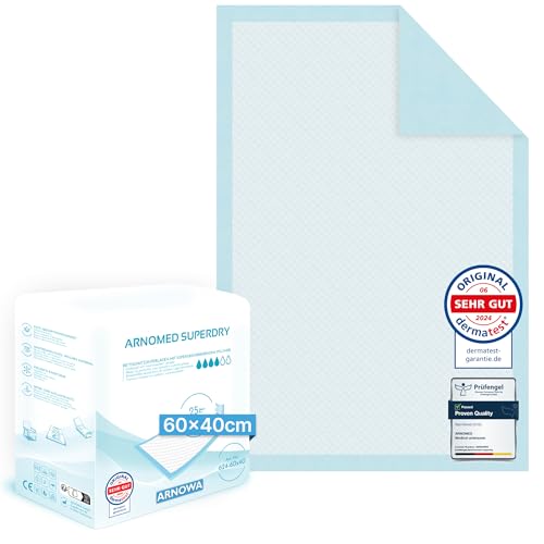 100x ARNOMED alèses d'incontinence à usage unique, alèses absorbantes 60x40cm, alèses pour bébé à usage unique, alèses de lit en cellulose 5 couches en...