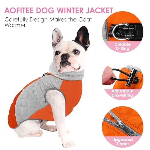 Image of AOFITEE Dog Coat, Dog Winter Coat, Warm Dogs Jacket with Harness Built in
