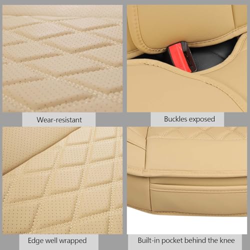 Image of MIROZO Front Seat Covers,Leather Car Seat Covers Breathable Automotive Seat Covers Car Seat Protector Vehicle Seat Cushion for Sedan, Truck and SUV (2PCS Front, Beige)