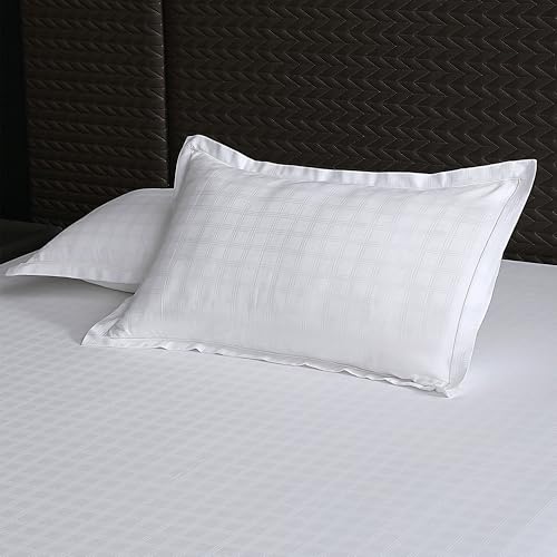 Image of Story@Home Long Staple Premium Cotton Compact Yarn Feel Glace Cotton Flatsheet Checks Printed King Size Double Bed Bedsheet with 2 Pillow Cover (108 inchx108 inch, White Checks) 500TC
