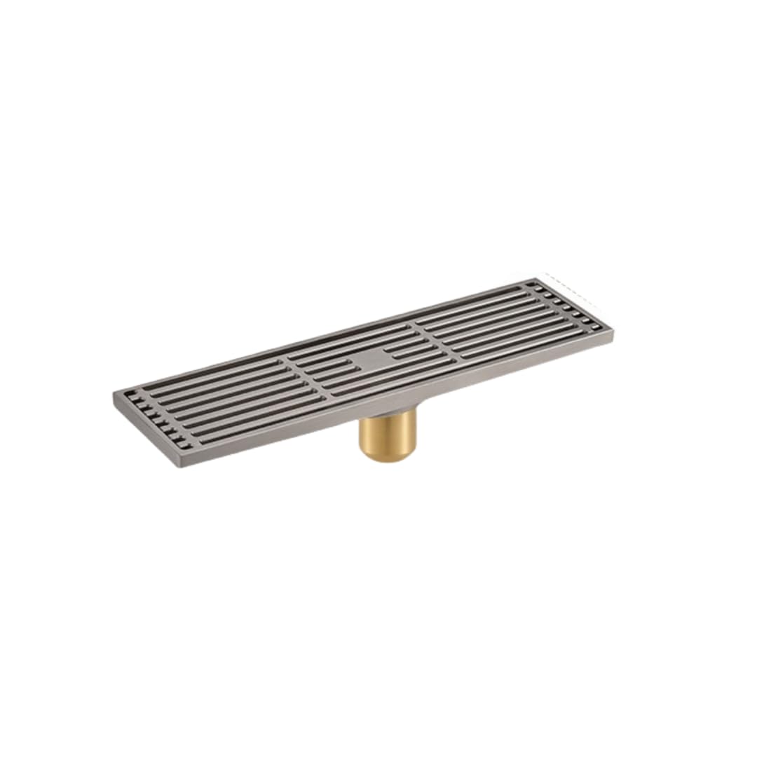 Sumidero Terraza Desagüe De Suelo Cuadrado De Cobre Gris para Baño Cocina Balcón Ducha Oculto Antiagua Cepillado Tira De 8 X 30 cm Color Blanco