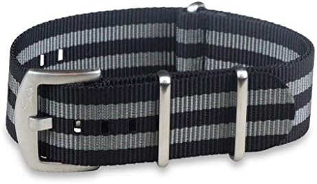 BluShark Original Premium Nylon Watch Strap - Stainless Steel Buckle with Multiple Sizes & Premium Styles, Replacement Watch Straps for Men & Women, Ballistic Military Waterproof, 20mm (Black/Gray)