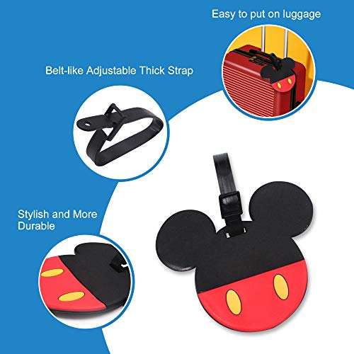 4 Pcs Set Mickey Minnie Silicone Travel Luggage Baggage Identification Labels ID Tag for Bag Suitcase Plane Cruise Ships with Belt Strap - Image 4