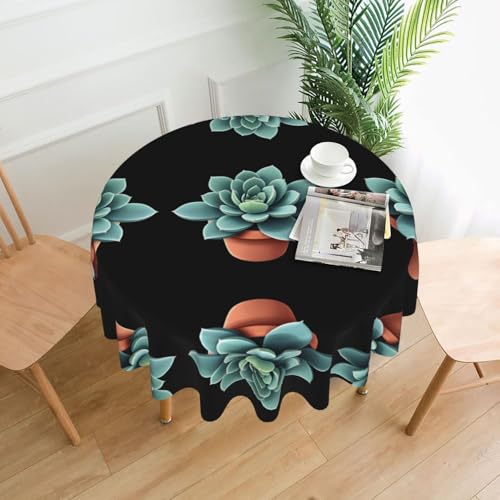 AKGFFDS Porcelain pot with meat Printing Round Decorative Tablecloth 60 in for Indoor and Outdoor Dining, Parties, Weddings
