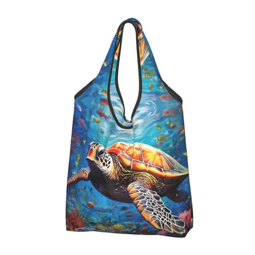 Sac de travail pour femme grand tissu léger pliable tortue de mer