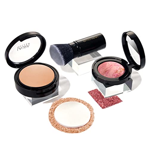 The Classic Matte Look (3 PC) LAURA GELLER NEW YORK Double Take Baked Versatile Powder Foundation Fair, Retractable Kabuki Brush, Baked Blush-n-Brighten Pink Buttercream