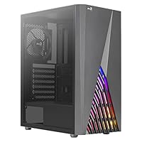Aerocool DELTABKV1, ATX PC Gehäuse, RGB Front, Volles Seitenfenster, 12cm Lüfter, Schwarz