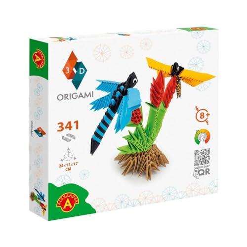 Alexander Origami 3D 501826-3D Origami Dragonfly - Beautiful 3D Paper Sculpture with Patented Components and Easy-to-Clear Building Instructions, 341 Pieces, 24 x 13 x 17 cm, from 8 Years