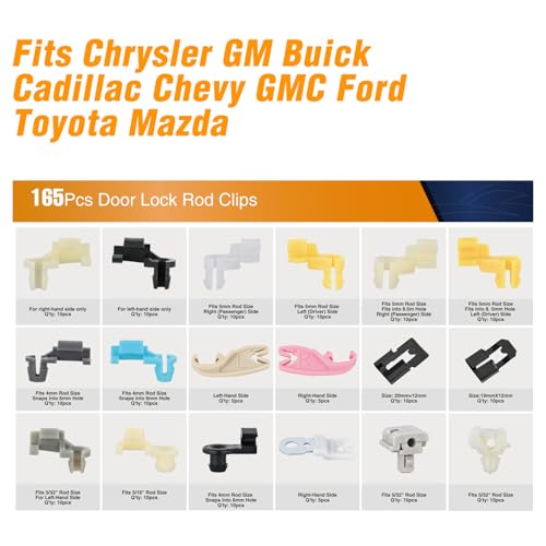 Image of GOOACC 165Pcs Door Lock Rod & Tailgate Handle Retainer Clip Assortment