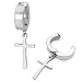 Pair Steel Ear Clip Non-piercing Clip on Earrings with Dangling Cross for Men and Women