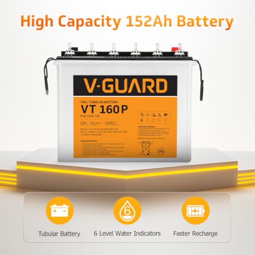 Image of V-Guard Inverter & Battery Combo (Prime 1150 Mili Inverter, VT 160 P (152Ah Tall Tubular Battery)) for Home, Office & Shops