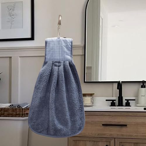 Image of Hand Towel with Loop | 600 GSM | Hanging Napkin for Wash Basin, Kitchen Sink, Bathroom| Pack of 3 in (Blue, Black and Grey) | Assorted