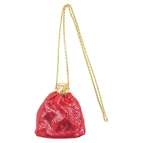 Vintage Evening Clutch Purse Metal Mesh Gatsby Bag for Cocktail Party Prom Wedding Banquet Red Size: XXXS Cover