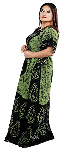 Image of Onekbhalo Women's Cotton Floral Kaftan Nighty Maxi Gown (OK Free Size)