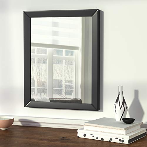 Image of Amazon Basics Rectangular Wall Mount Mirror with Standard Trim for Bedroom, Living Room, Entryway, Hangs Horizontally or Vertically, 16 x 20 inch, Black
