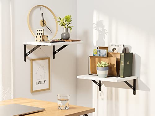 Superjare Wall Mounted Floating Shelves, Set Of 2, Wide Display Ledges, 11.8 Inch Deep, Large Storage Rack For Room/Kitchen/Office - White #TOP1