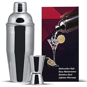 GWHOLE 3 stuks Cocktail Shaker Cocktail Making Set 750 ml met recepten (e-book), ingebouwde zeef, dubbele maatmeter…