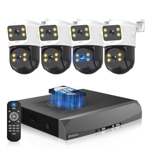 Image of 《Dual Lens & Auto Tracking》4K PoE Security Camera System Outdoor, PTZ Video Surveillance Cameras Systems, Surveillance DVR Kits