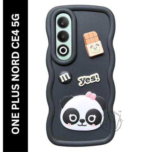 Image of Fancy Back Cover for Oneplus Nord CE4 5G Cute Panda 3D Cartoon Silicone Phone Case (Black)