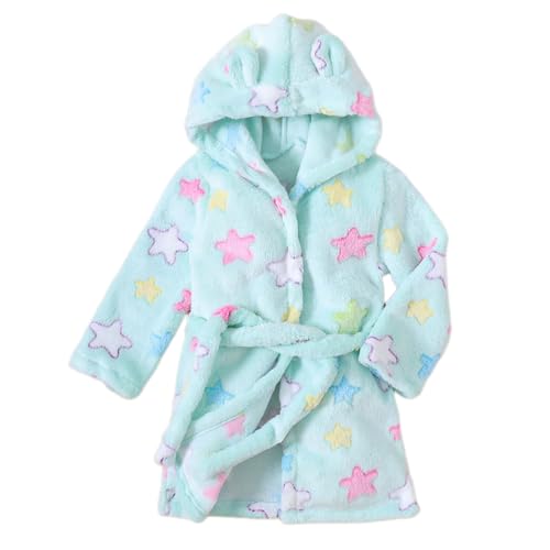 Toddler Boys Girls Soft Plush Fleece Hooded 𝐁ath𝗿obe Star Print Flannel 𝗥obe Winter 𝗡ight Girls Girls 5t Pajamas