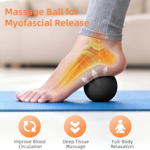 Massage Lacrosse Balls for Myofascial Release, Trigger Point Therapy and Yoga Therapy, Foot Massage Ball to Relieve Plantar Fasciitis Black - Thumbnail 2